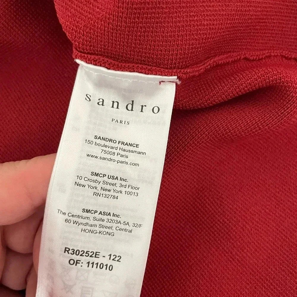 Sandro burgundy Alyson pointelle stretch knit mini dress - Picture 10 of 13